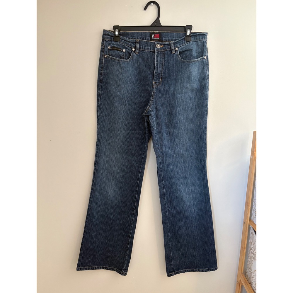 NY&Co Rhinestone Pocket Jeans Dark Wash Cotton Blend Women's Size 10 Y2K 90s‎